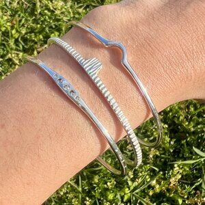 Bohemian & Trendy Silver Plated Bangle & Zircon Stackable Bangle Brass